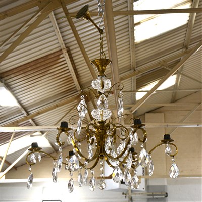 Lot 538 - Dutch style six-light lacquered brass chandelier