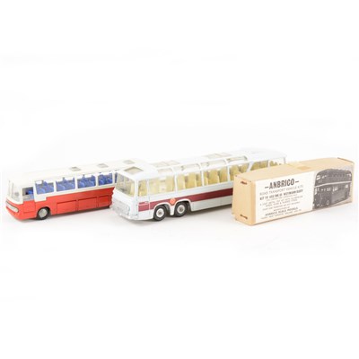 Lot 226 - Three model coaches by Tenko, Dinky and one white metal.