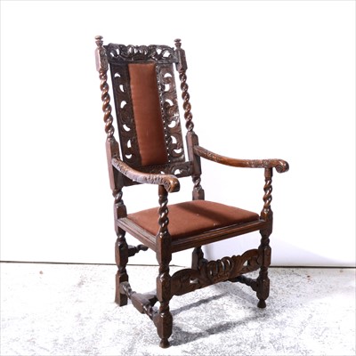 Lot 452 - Carved oak Baronial style chair