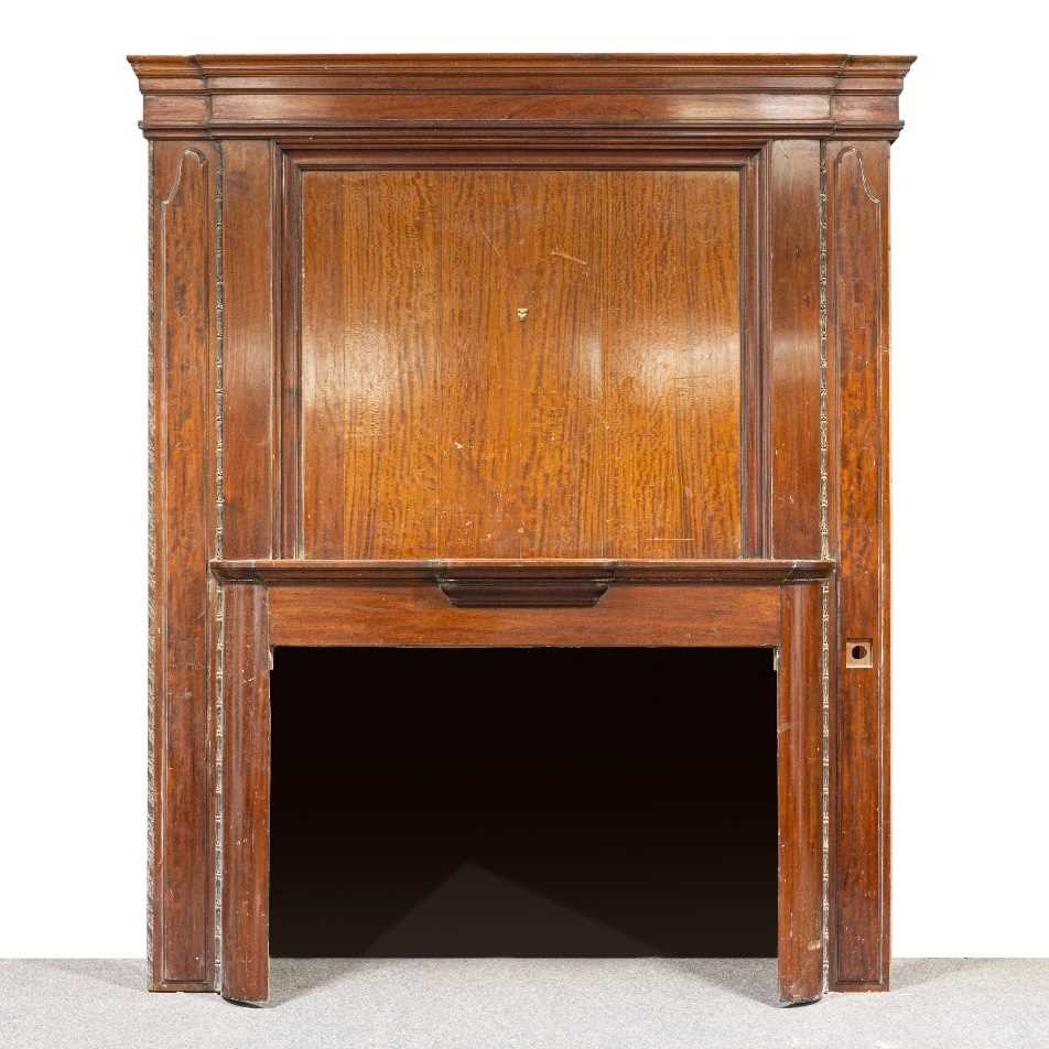 Lot 514 - A large mahogany chimney-piece, designed by Sir Edwin Lutyens for the Billiard Room of Papillon Hall