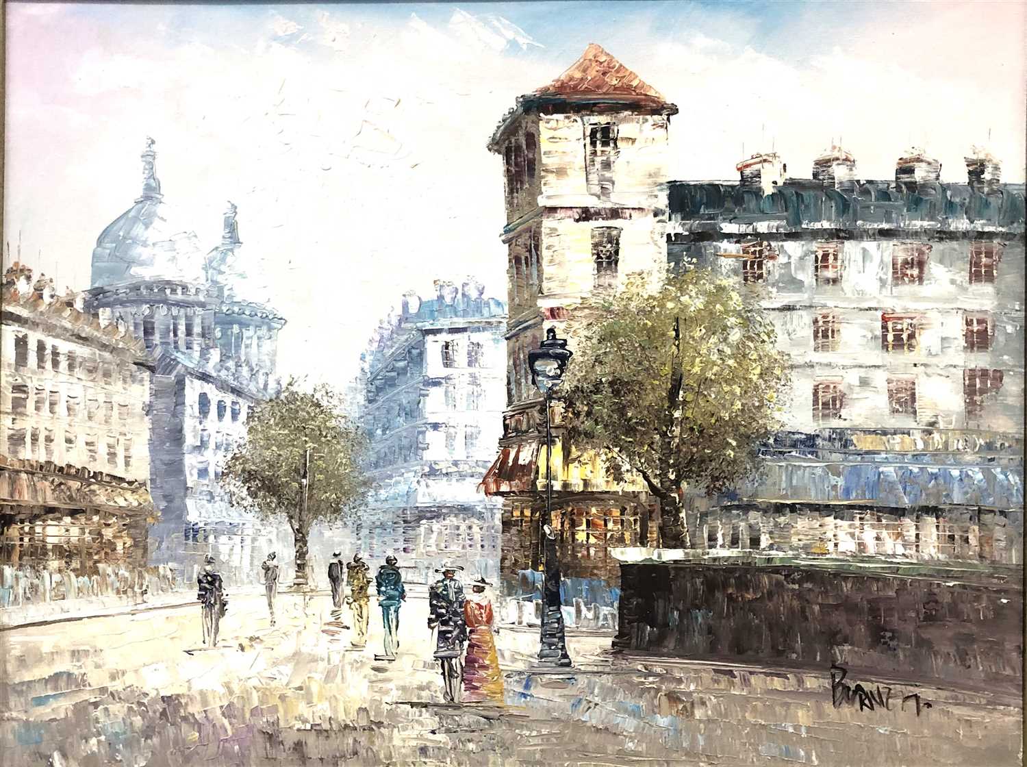 Lot 499 - Bennett, Parisian street scene, bears signature, ...
