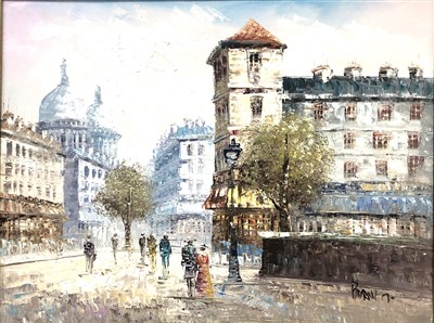Lot 499 - Bennett, Parisian street scene, bears signature, ...
