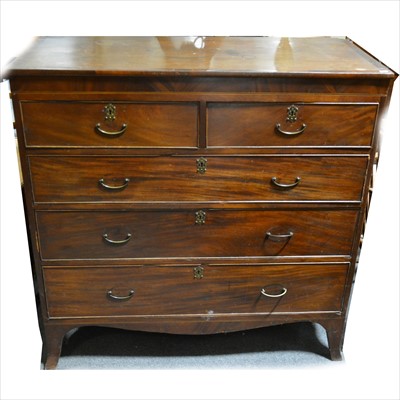 Lot 388 - Victorian mahogany chest of drawers with stringing and cross-banding