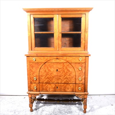 Lot 320 - Italian satinwood commode, 19th Century, adapted, with a matched satin walnut bookcase top