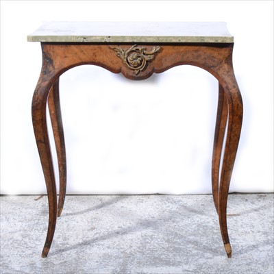 Lot 489 - French walnut side table with marble slab