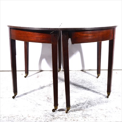 Lot 475 - Pair of George III mahogany demi-lune side tables