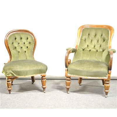 Lot 507 - A Victorian mahogany elbow chair, ...