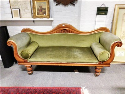 Lot 508 - A Victorian mahogany scroll end sofa, ...