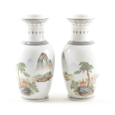 Lot 48 - Near pair of Chinese Republican style porcelain vases, ...