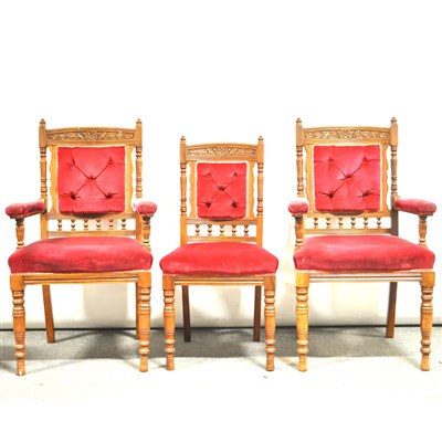 Lot 585 - A set of six Edwardian walnut dining chairs, ...