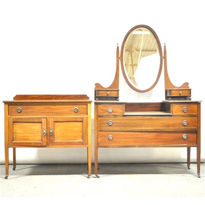 Lot 556 - An Edwardian inlaid mahogany dressing table, ...