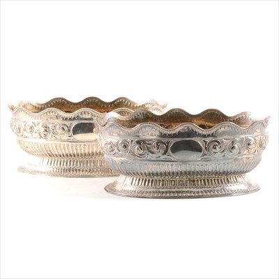 Lot 617 - A pair of Victorian oval silver jardinières