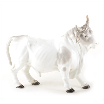 Lot 33 - A large Meissen model of a Bull, damaged, ...