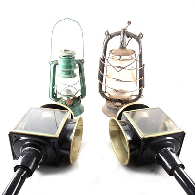 Lot 152 - Selection of coach lamps and other lamps.