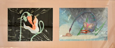 Lot 82 - Pink Floyd; The Wall, original animation art work, two celluloids "Copulating Flowers" and "Essays & Effluvia"