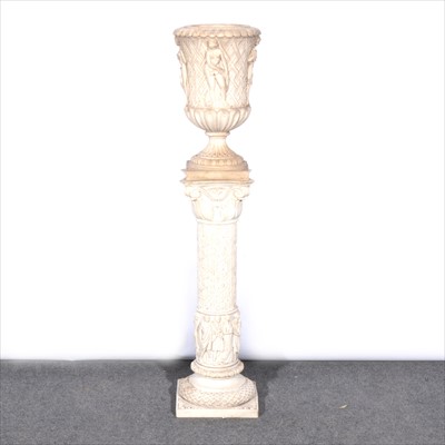 Lot 659 - Reconstituted stone column pedestal and a similar urn