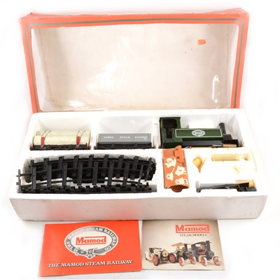 Lot 13 - Mamod live steam locomotive RS1 set, boxed with two wagons, track and accessories, boxed.