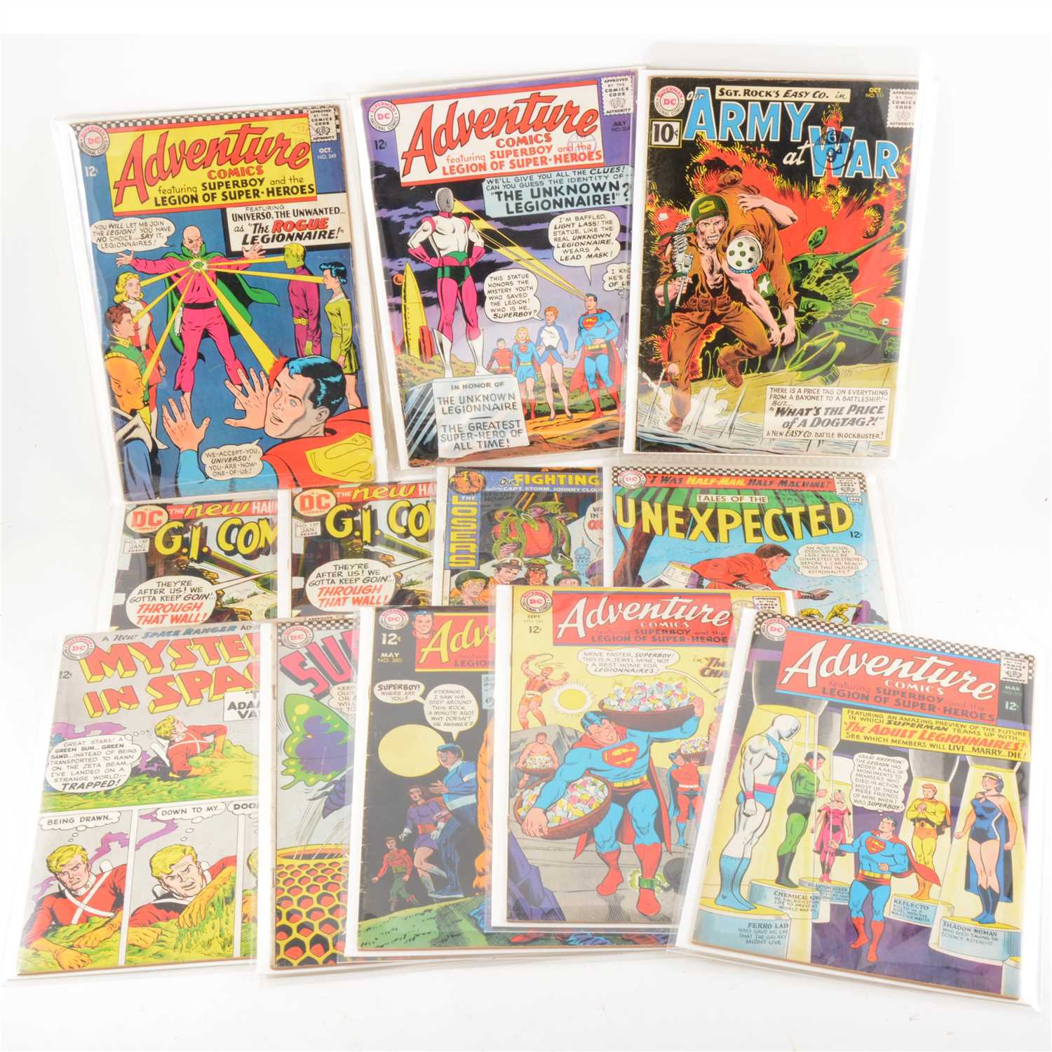 Lot 145 - Twelve DC silver-age comics, including Adventure comics, Superboy, Mystery in Space and others.