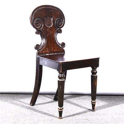 Lot 428 - A Victorian stained mahogany hall chair, and a jardiniere stand.