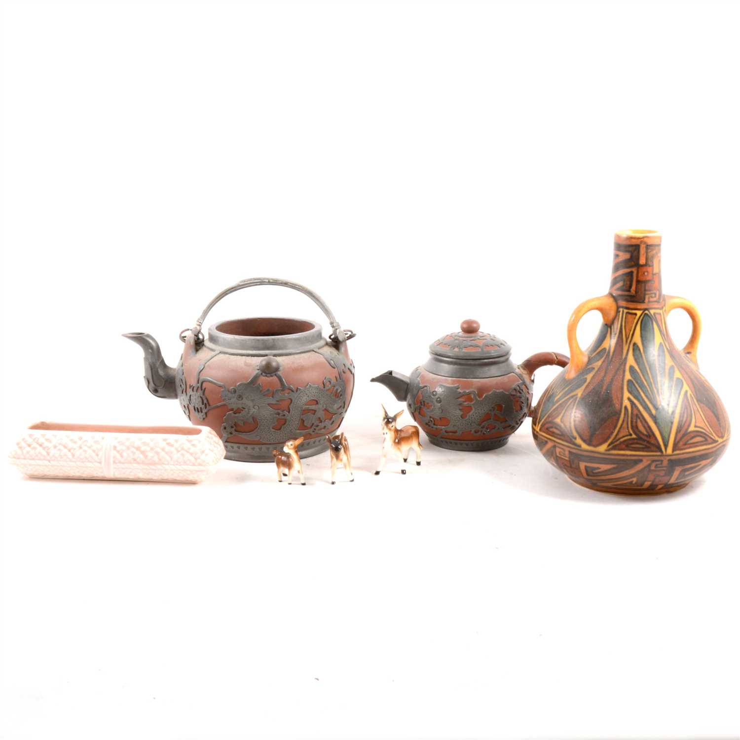 Lot 36 - A Shelley part coffee set, three-piece Chinese terracotta base tea set, and other ceramics