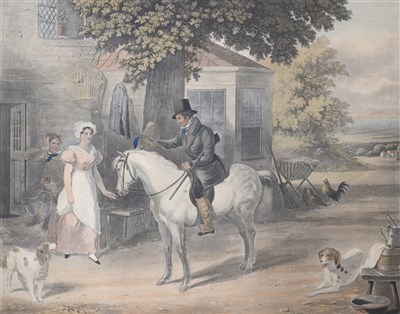 Lot 326 - G. & C. Hunt after Lambert, The Sportsman's Visit, handcoloured mezzotint; and others