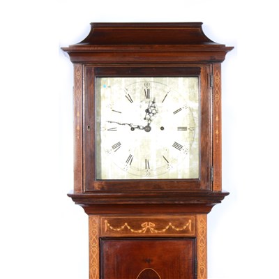 Lot 564 - A late Victorian inlaid mahogany longcase clock