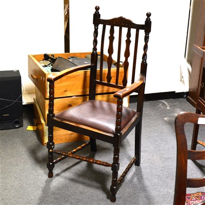 Lot 414 - An oak elbow chair, ...