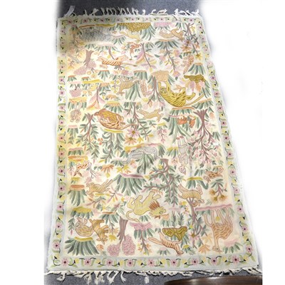 Lot 492 - A small needlepoint rug, Persian style decoration ...