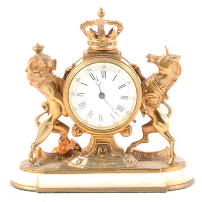 Lot 271 - A gilt metal mantel clock, designed as a Royal...