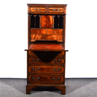 Lot 615 - A reproduction mahogany finish secretaire, ...