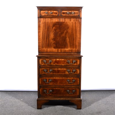 Lot 615 - A reproduction mahogany finish secretaire, ...