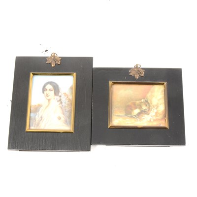 Lot 269 - A L Kay, miniature of a mouse, and a portrait...