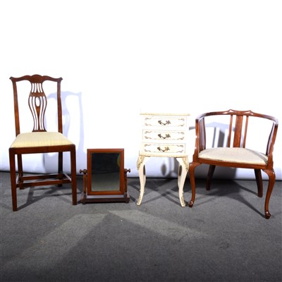 Lot 598 - A mahogany tub chair, a white wood three...