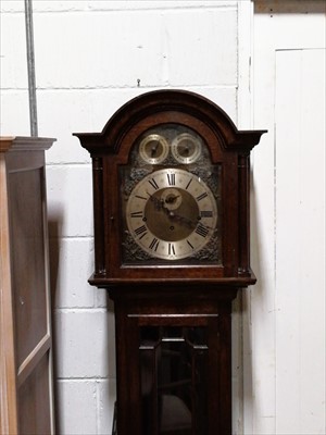 Lot 627 - A reproduction oak longcase clock, ...