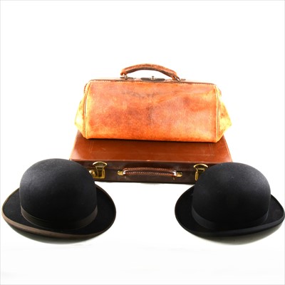 Lot 159 - Leather attaché case, small Gladstone bag, two...