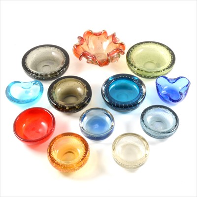 Lot 117 - A collection of Whitefriars and other coloured glass ashtrays.