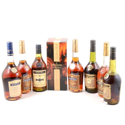 Lot 287 - Hennessy Cognac, boxed and seven bottles of Martell brandy.