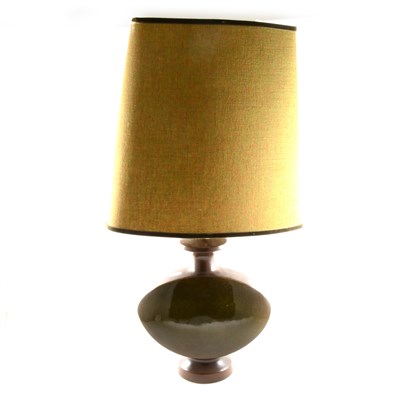 Lot 53 - A pottery table lamp, with shade 70cm; ...