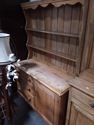 Lot 474 - A stripped pine Lincolnshire dresser base,...