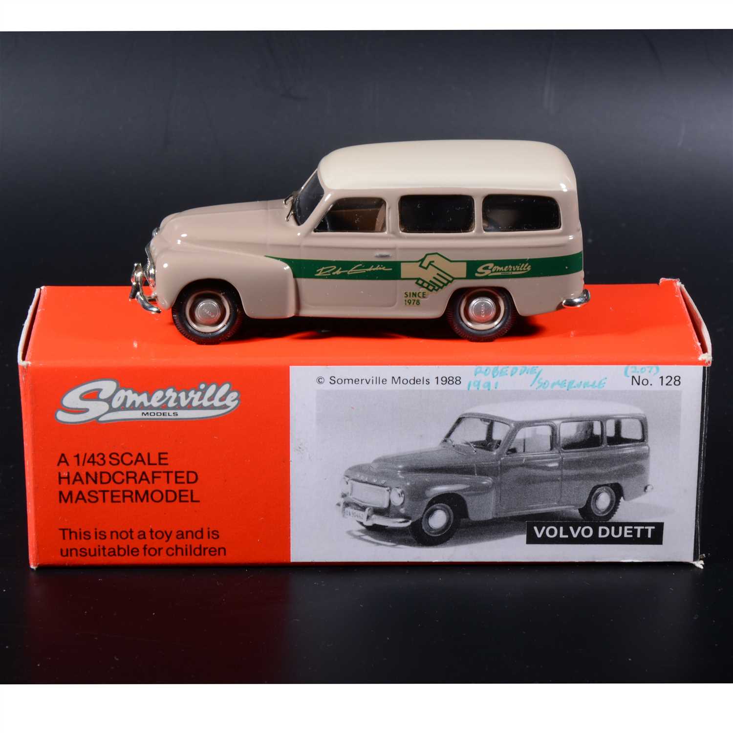 Lot 276 - Somerville 1:43 scale white metal model; no.128 Volvo Duett with rare 'Rob Eddie / Somerville' decals, boxed.