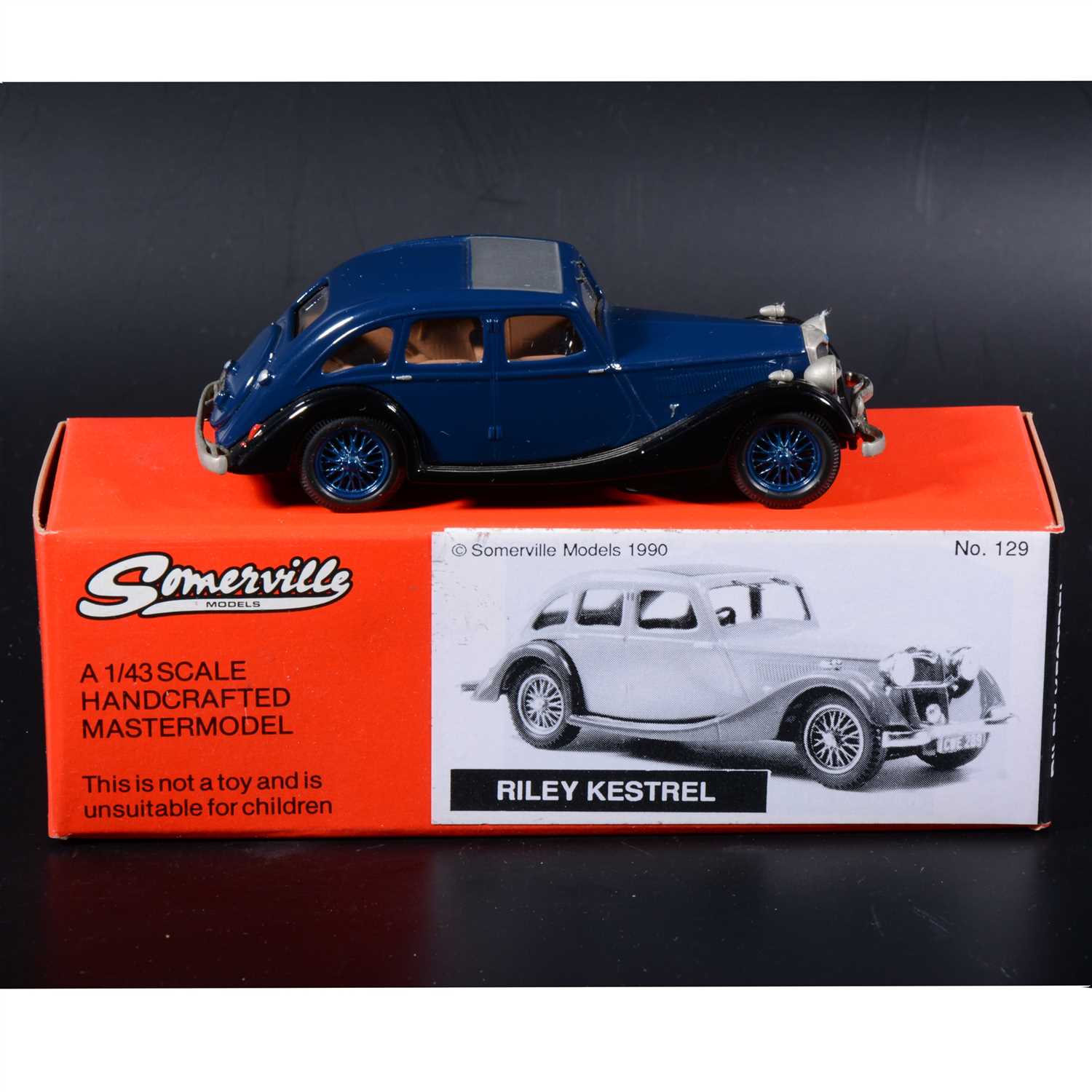 Lot 346 - Somerville 1:43 scale white metal model; no.129 Riley Kestrel 'Royal Billie' in Royal blue with spoked wheels boxed.