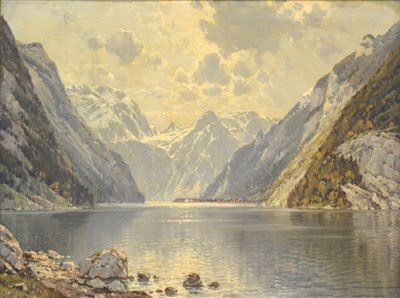 Lot 495 - Carl Bertold, Alpine lake scene