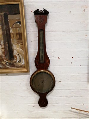 Lot 643 - Victorian mahogany barometer, architectural...