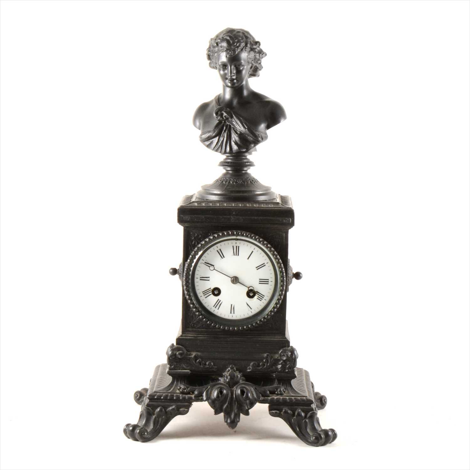 Lot 134 - Late 19th Century French bronzed spelter mantel clock