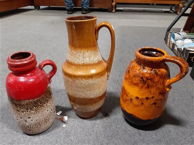 Lot 23 - A quantity of West German 'Lava' pottery vessels, and similar