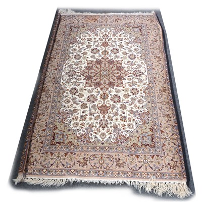 Lot 574 - Tabriz pattern silk rug