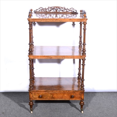 Lot 505 - Victorian figured walnut three-tier whatnot