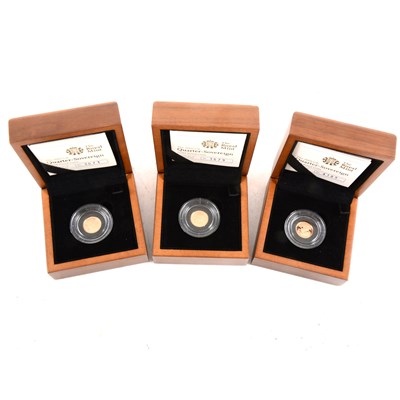 Lot 209 - AMENDMENT - THESE ARE QUARTER sovereigns - Three Royal Mint 2009 UK gold proof Sovereign coins