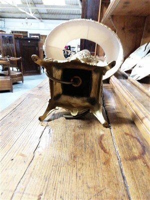Lot 158 - A brass and onyx table lamp, together with four other modern table lamps