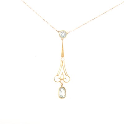 Lot 183A - An Edwardian aquamarine and seed pearl pendant.